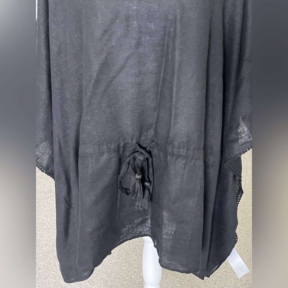 NWOT Colleen Lopez Black Linen Poncho Top Size 3X - Picture 5 of 12